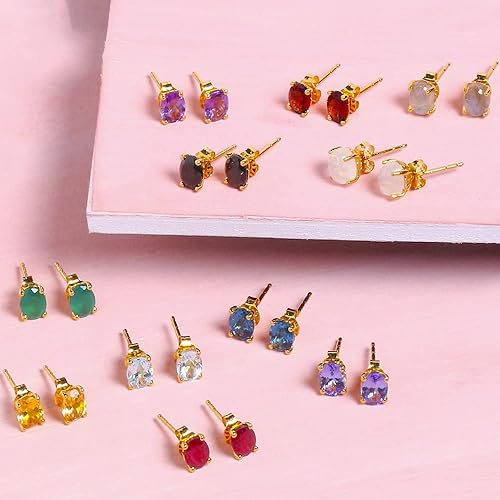 Miniatura 6 de YoTreasure Aretes de oro amarillo de 10 quilates, tanzanita, negro y verde, ónix turquesa, relleno de cristal de rubí Londres, topacio azul,