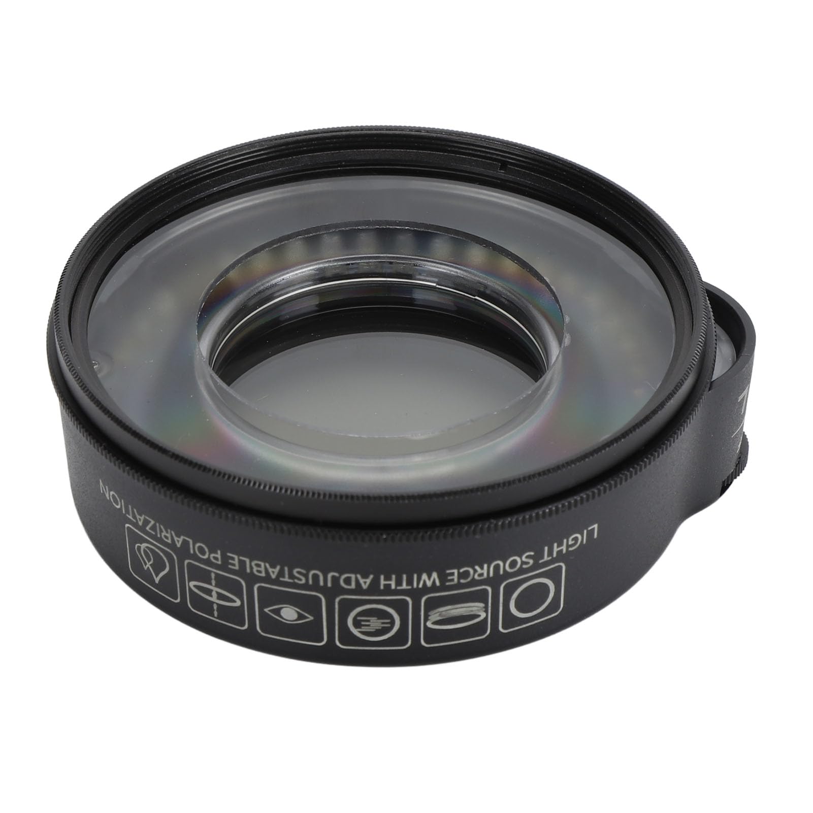 Anillo de Luz, Lente a Prueba de Aceite Lámpara de Microscopio Caja de Espejo Polarizador Ultra Delgado DC 12V para Inspección