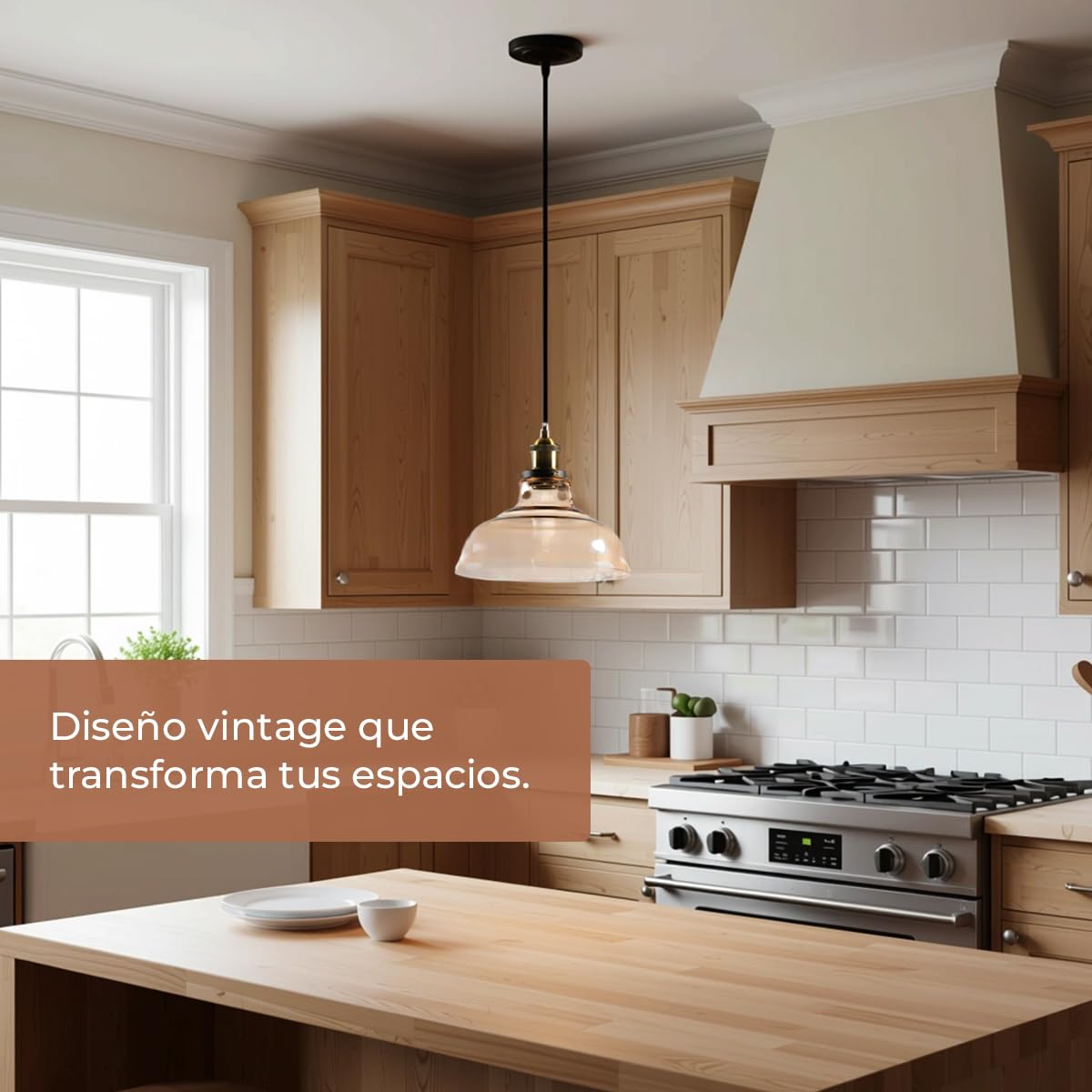 Lámpara Colgante de Vidrio Soplado Brio - Embellecedor Metálico Vintage – Ø28 cm – Casquillo E27 – Altura Ajustable 100 cm – IP20 - Ambar