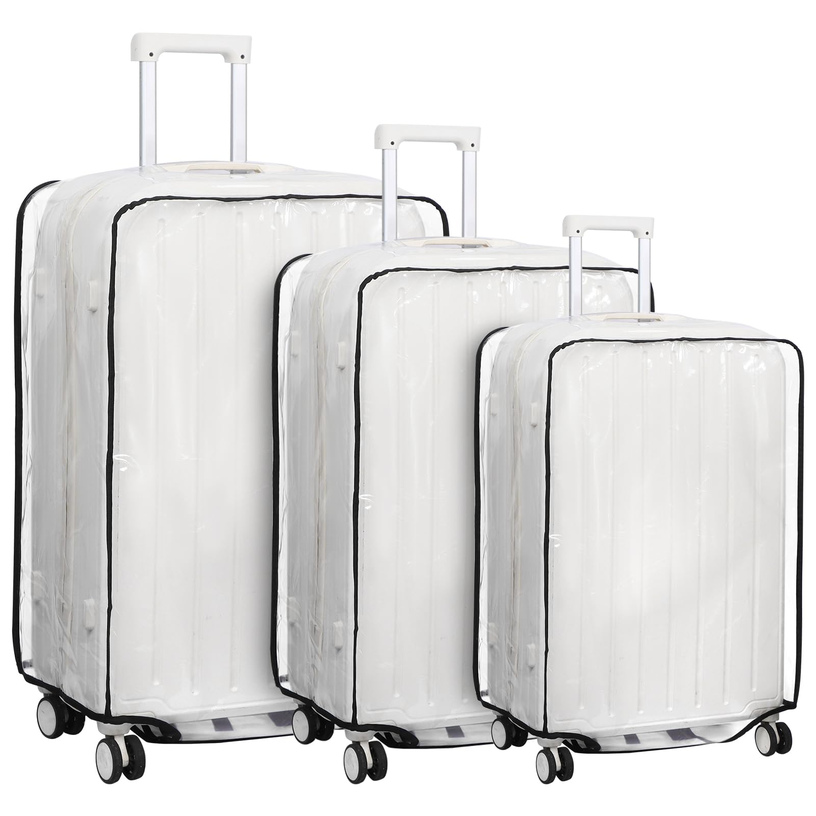oneant3Pcs Suitcase Cover Protectors PVC Luggage Cover for Suitcases 20/24/28 Inch Transparent Clear Suitcase Cover for Wheeled Trolley Case Home Travel Case Accessories