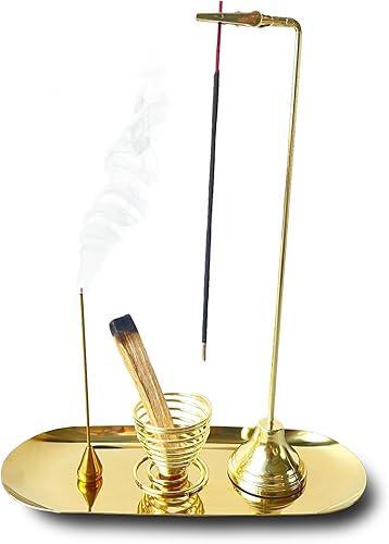 Soporte de incienso multifuncional para palos, quemador de incienso 5 en 1 al revés con varillas de incienso y soporte de cuerda para incienso,