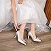 sexytag Women's Crystal Rhinestone Poined Toe Pumps Cinderella Clear Stiletto High Heels Slip On Wedding Shoes Silver Size 8.5