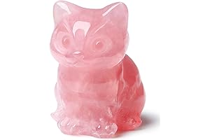 Exquisite Cat Trinket: DUQGUHO Rose Quartz Cat Figurine