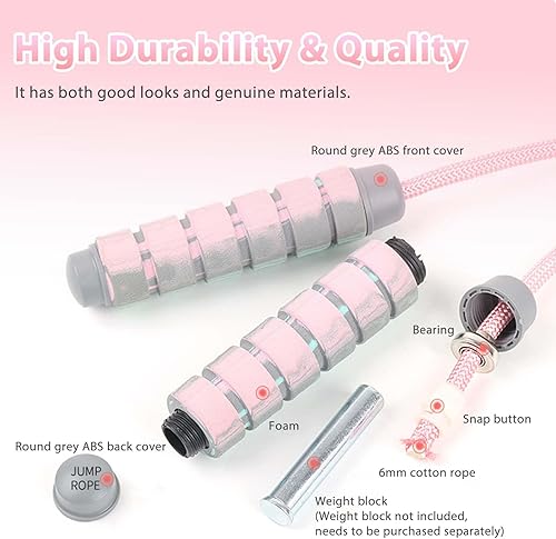 Miniatura 2 de Cuerda de saltar de algodón para entrenamiento, cuerda de salto con peso para mujeres, cuerda de saltar ajustable sin enredos para hombres, adultos