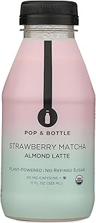 POP AND BOTTLE Organic Strawberry Matcha Almond Latte, 11 FZ