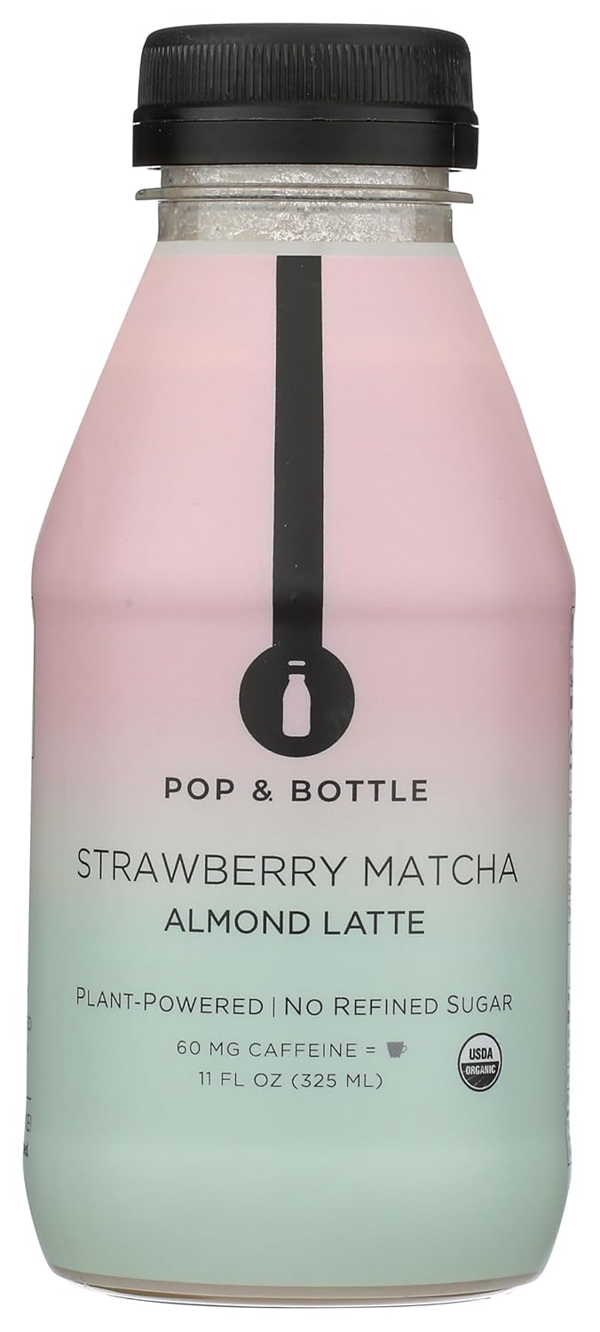 POP AND BOTTLE Organic Strawberry Matcha Almond Latte 11 FZ