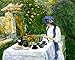 WONDERFULITEMS Canvas French Tea Garden The Terre-Cuite Tea Set Woman Sewing 1910 Impressionism Painting by Childe Hassam 11" x 14" Image Size Art Repro on Canvas Shipped Rolled-up. PEROLA193