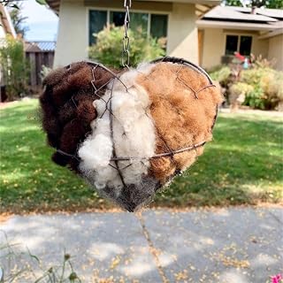 Bird Nesting Heart with Metal Wire Mesh Frame, Nesting Material Holder with Multi Color Fiber Filler, Winter Bird Shelter, Garden Art, for Outdoor Yard Decoration