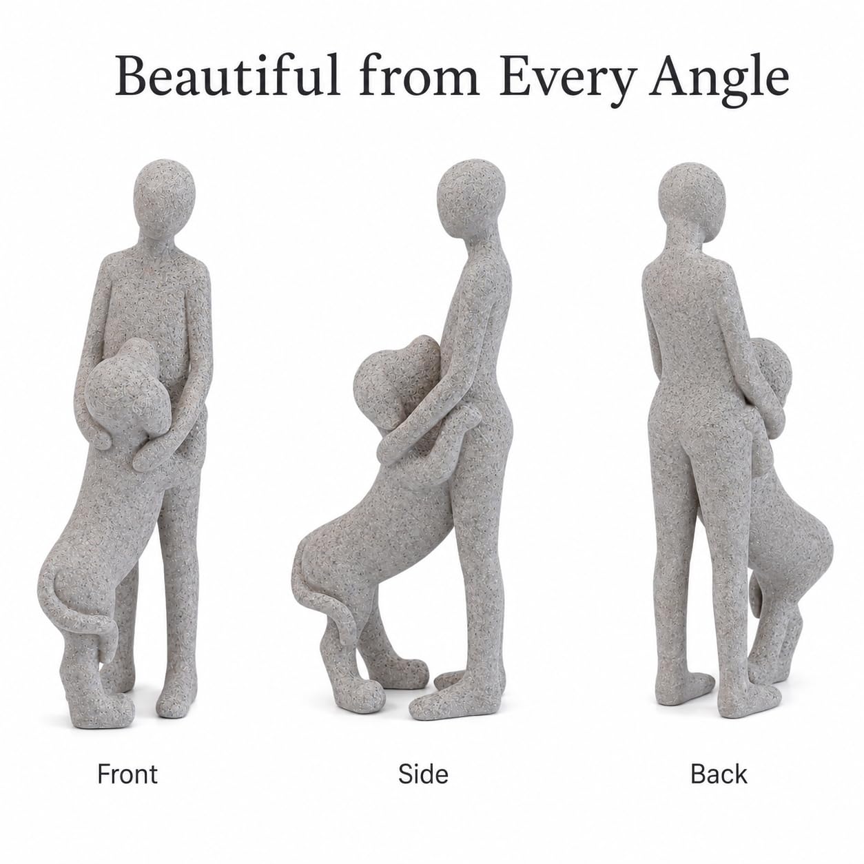 Scultura a forma di cane, decorazione per la casa, a forma di uomo e cane, decorazione per ufficio, soggiorno, camera da letto, casa, regalo di memoria per gli amanti degli animali (B)
