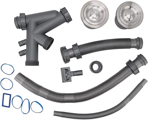 MSUIINT Kit de montaje de drenaje para fregadero de cocina, drenaje duradero, ajuste flexible para varias formas de fregadero, conexión rápida,