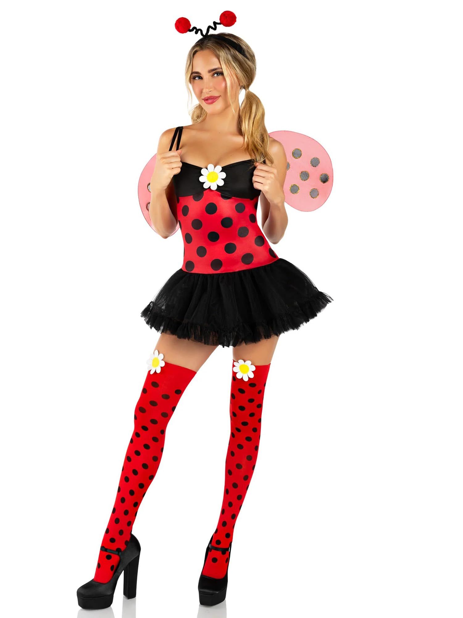 Lshyuehao Women's Ladybug Costumes Halloween Sleeveless Tube Mini Dress with Wings (H-Red, S) — image 1
