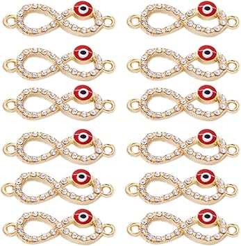 Evil Eyes Connector Charms, 30Pcs Infinity Symbol Rhinestones DIY Handmade for Evil Eye Charm Pendant Jewelry Making Necklace Bracelet Keychain Sweater Chain Decoration Red Eye