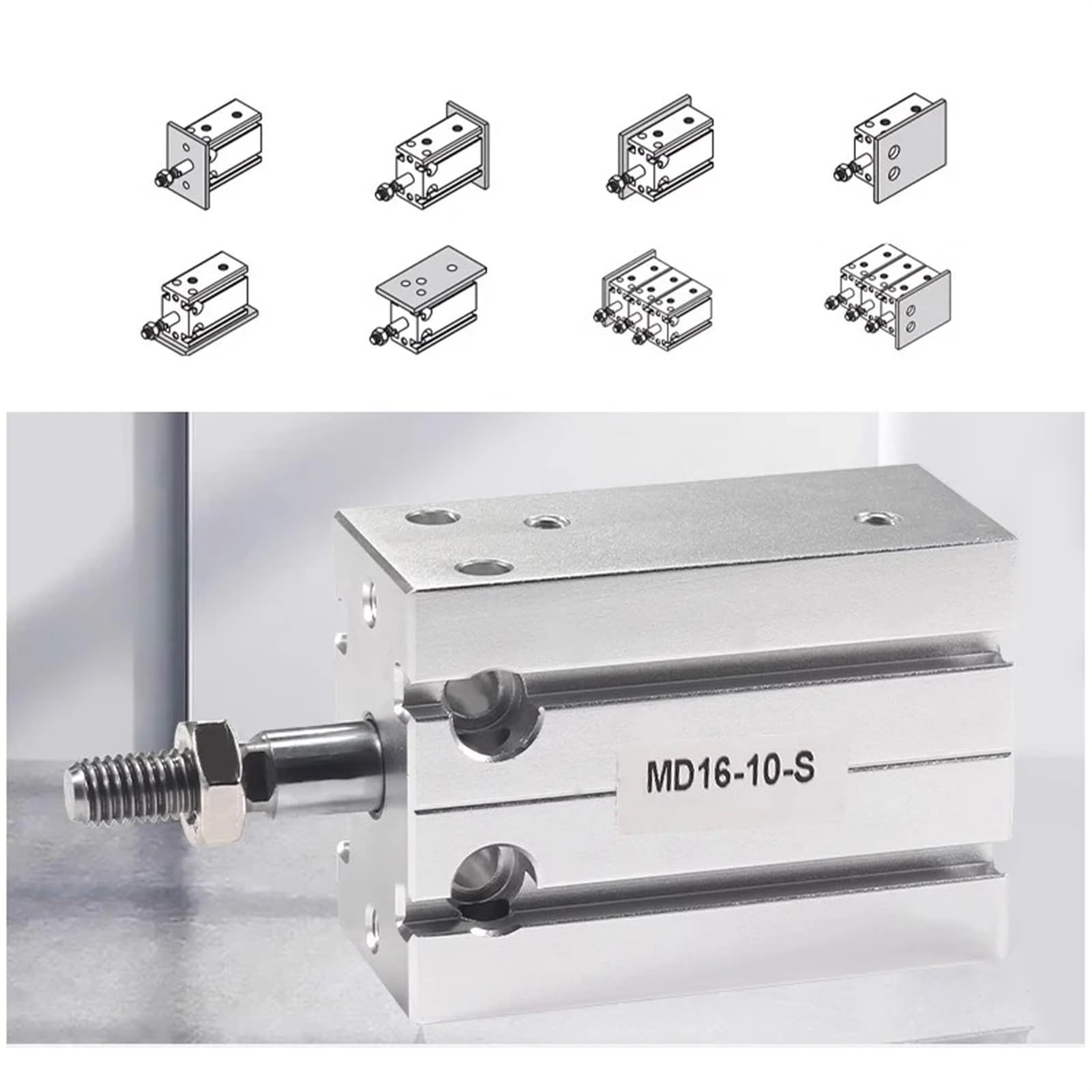 Cilindro a installazione gratuita Corsa 16/20mm 5-60mm Componenti pneumatici Cilindro for utensili pneumatici 1 pezzo(Stroke 10mm Magnetic,MD16 (Bore 16mm))
