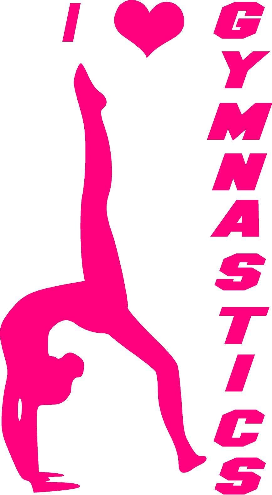 Creative Signs N Designs I Heart Gymnastics- Girls Vinyl Wall Decal (Dark Pink)