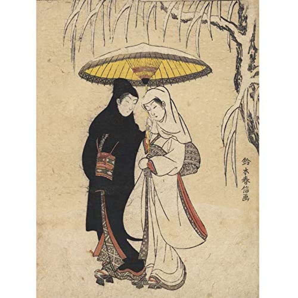 Artery8 Harunobu Lovers Walking Snow Japanese Painting Unframed Wall Art Print Poster Home Decor Premium