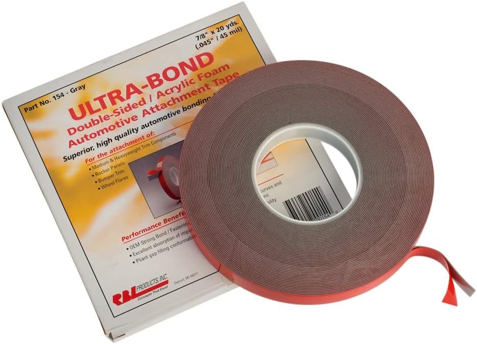 Rbl Products RBL-153 Ultra-bond Double-sided/acrylic Foam Automotive Attachment Tape - Gray, 1/2 X 20 Yd.