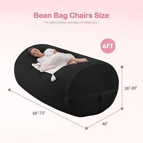 Miniatura 115 de HABUTWAY Puf gigante de 2 pies para adultos, con relleno de espuma viscoelástica, puf grande con funda de terciopelo holandés extraíble para sala de