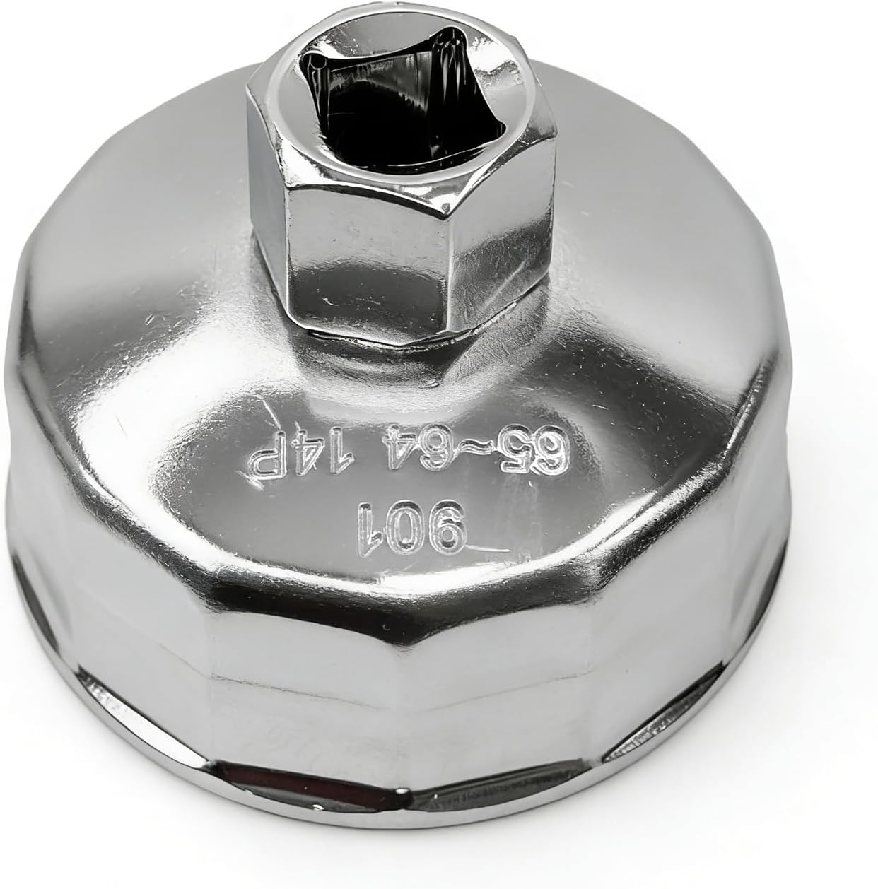 64mm-65mm 14 Flute Oil Filter Wrench with 1/2" Drive Port, Oil Filter Removal Tool Compatible with Honda, Acura, Nissan, Fits 15400-PLM-A02 & Wix 57356, Professional Automotive Oil Change Tool