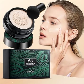 SADOER, Mushroom Head CC Cushion Foundation, HD Brightening Oil Control Formula, Ivory/natural color, 20g (CC air cushion (ivory white) 20g)