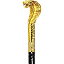 42IN Metal Cane with Snake Plastic Handle, Egyptian Staff for Pharaoh & Cleopatra Costume Mesmerizing Cosplay Prop for Halloween