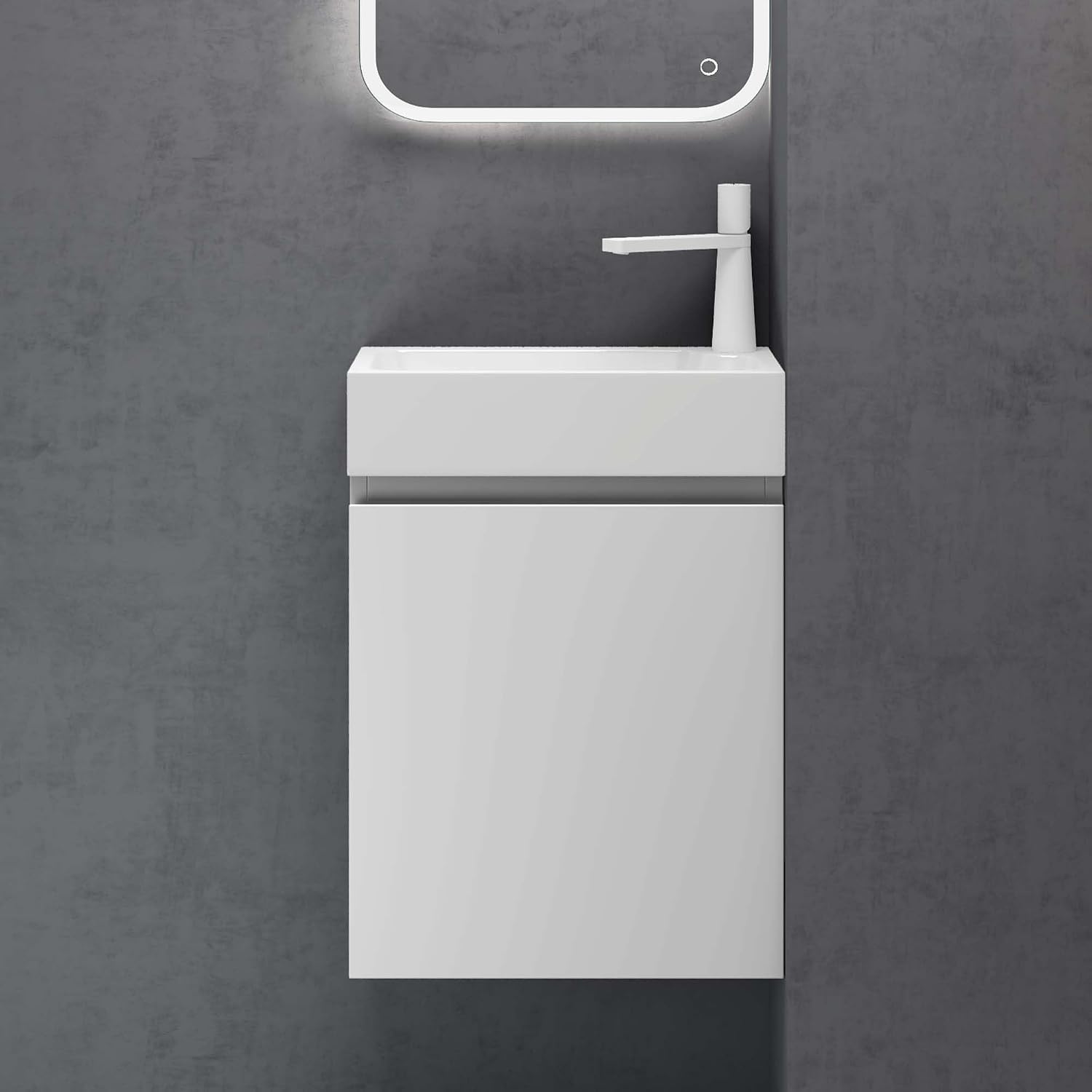 doporro Bathroom Furniture Set Base Cabinet 46 cm Matt White with Washbasin