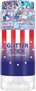 Glitter för ansiktet Vattentålig Gnistrande Patriotisk | 250-års Jubileum Röd, Vit Och Blå Hårglitter för Män, Kvinnor, Tonåringar och Barn – Till Självständighetsdagens Firande och
