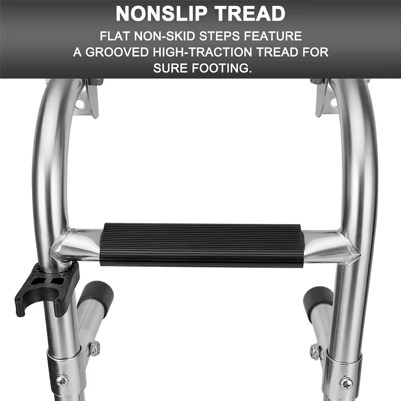 Generico Scala Marina a 3/4 gradini, Scala telescopica in Acciaio Inox per Barche, scaletta Antiscivolo per subacquei con Fibbie per Yacht, Nave, Barca, Piscina, Argento, 3 gradini (Argento