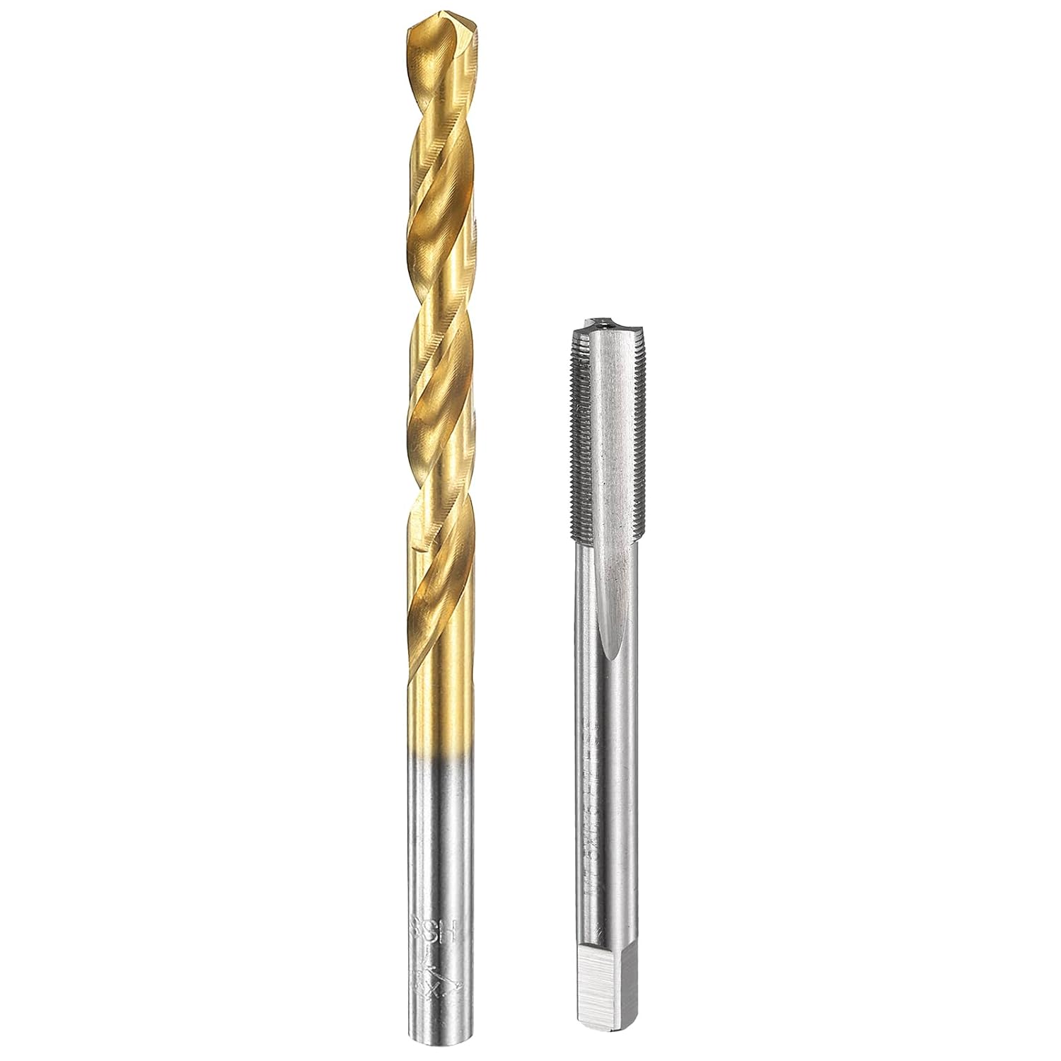 Tap and Drill Bit Set, 1pcs M7.5 x 0.5 Metric Straight Flute Thread Screw Taps & 1pcs 7mm Twist Drill Bits, Uncoated/Titanium Coated HSS-6542 Tapping Threading Tool Kit