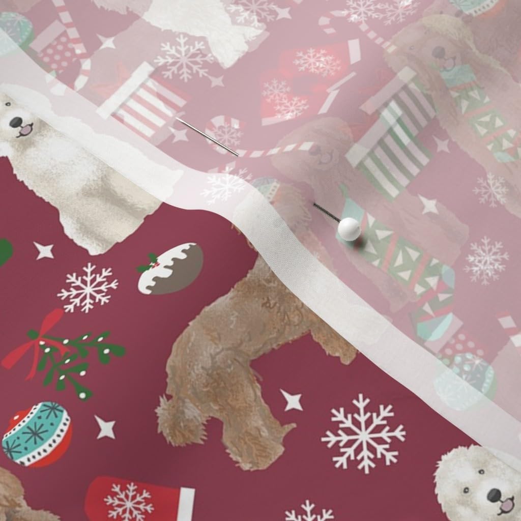Spoonflower Fabric - Labradoodle Dogs Breeds Christmas Stockings Pet Lovers Holiday Printed on Chiffon Fabric by The Yard - Sewing Fashion Apparel Dresses Home Decor