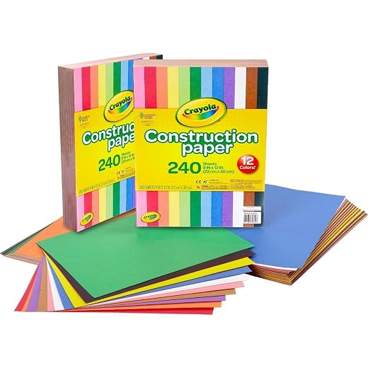 Crayola Construction Paper Bulk Pack (480 Sheets) – 10 Assorted Colors, 9x12, Teacher School Supplies & Classroom Must Haves, Card Making Craft Supplies, Art Paper | 9x12 Construction Paper, Teacher School Supplies & Classroom Must Haves, Card Making Craft Supplies, Art Paper