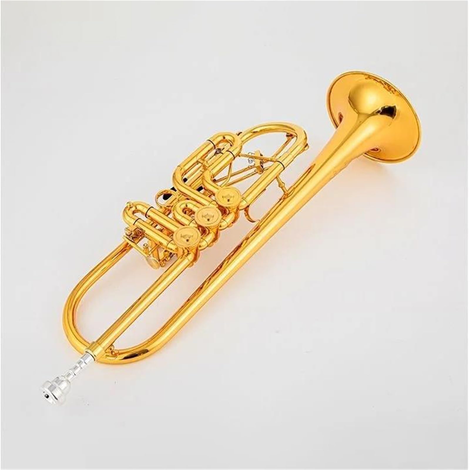 Trompete B-Trompeten-Drehventil B-Typ Flachmessing Gold Flachschlüssel Professionelles Trompeteninstrument
