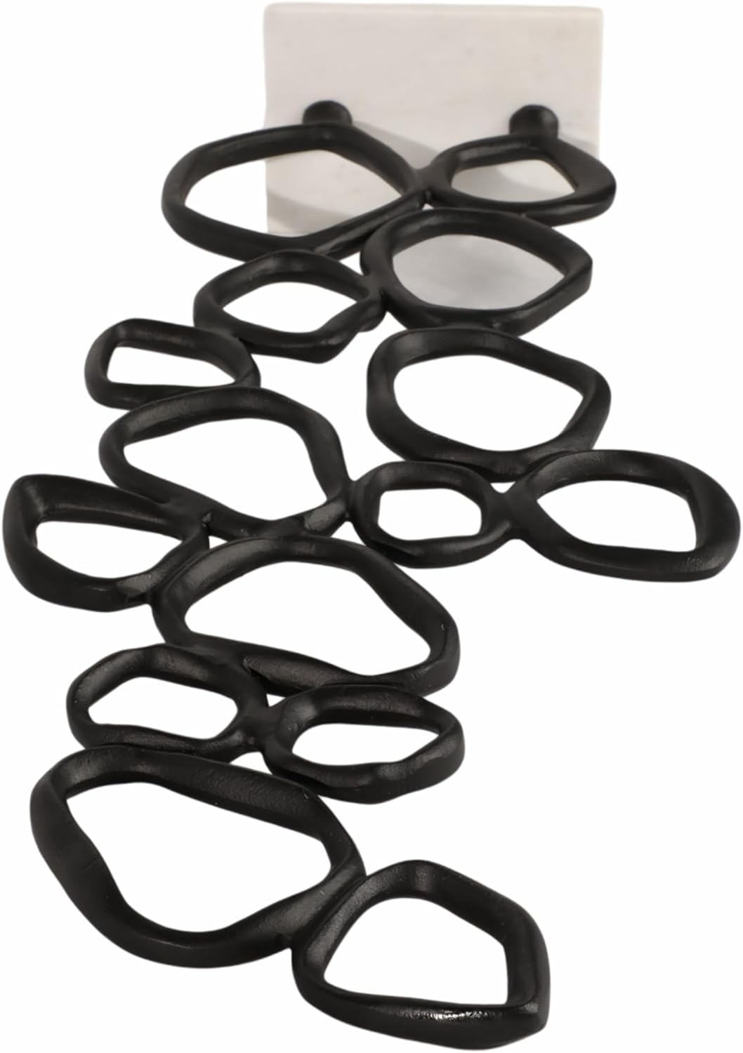 Abstract Sculpture Home Decor Figurine Ornament - Metal Loop Detail Statue on Marble Base for Shelf or Coffee Table Accent - Decorative Display for Living Room, Bathroom, Office or Room - 30”, Black