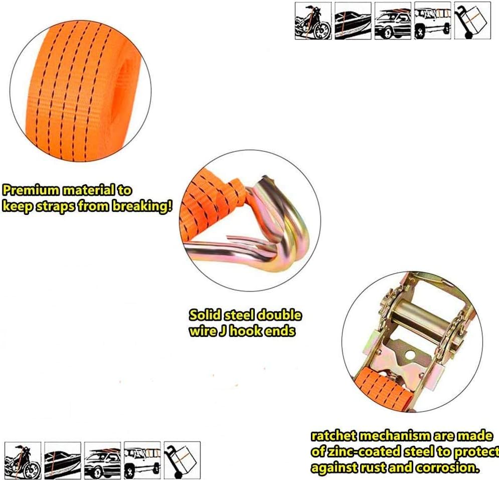 Ratchet Straps, 2" x 17' Heavy Duty Ratchet Straps Load up to 10000Lbs Cargo Straps for Trucks, tie Down Strap for Moving Appliances, Lawn Equipment