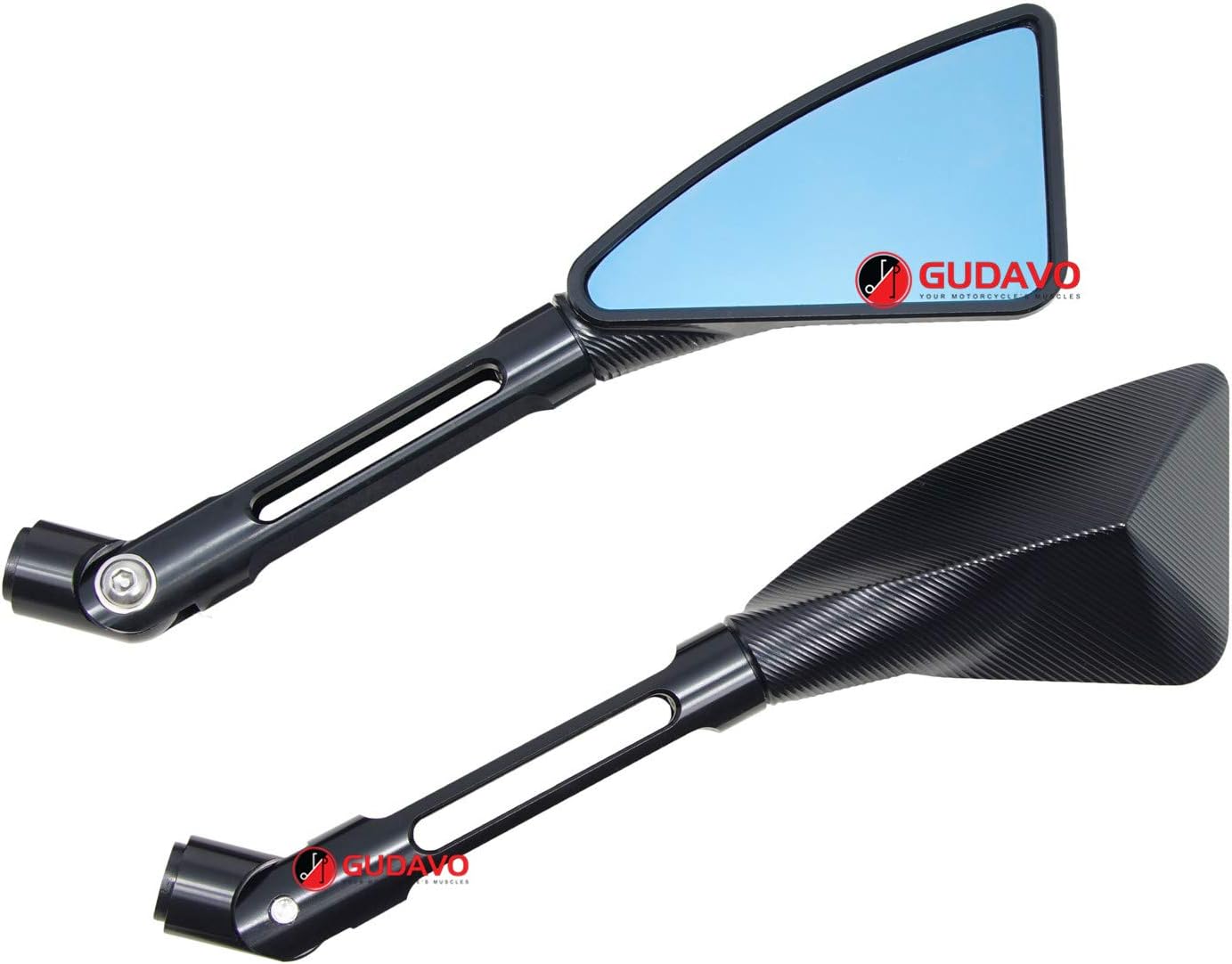 Motorcycle Full Aluminum Rear View Side Mirrors M8 M10 CNC Mirrors Black For HONDA Cruiser and chopper Shadow/Valkyrie/Magna/Rebel (Style 2 : Triangle)