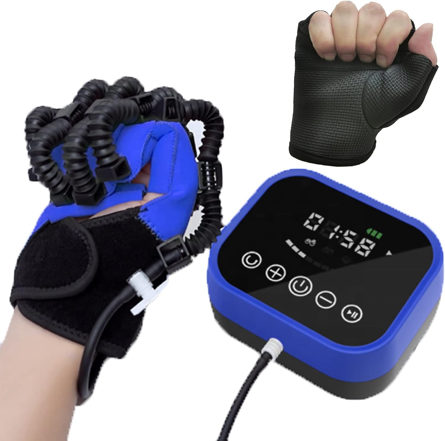 Finger Trainer Gloves Stroke Hemiplegia Rehabilitation Robot Gloves Fingers Exerciser Orthosis Hand Strengthener Physical Therapy Splint (Color : Left Hand, Size : XX-Large)