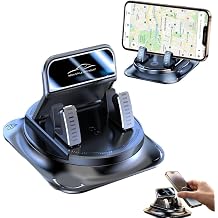 Car Phone Holder 360 Degree Rotation, Anti-Slip Grips & One-Hand Operation Car Cell Phone Mount with Adjustable Spring Clip, Compatible with All Smartphones