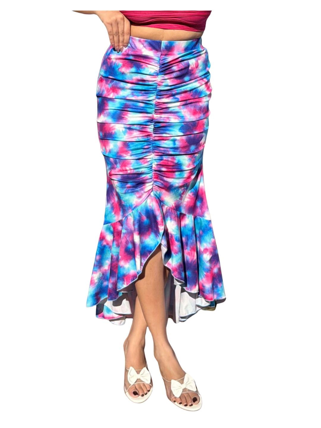 tandul Women's Printed Multicolor Skirt- Cotton Blend Maxi/Full Length Flared Style for Office, Casual, Festive & Party (12022)-picture-38