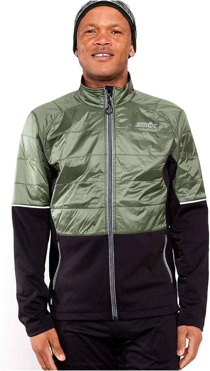 Swix Men's Navado Hybrid Water-Resistant Windproof Insulated Winter Sport Warm Cross-Country Skiing Zippered Jacket