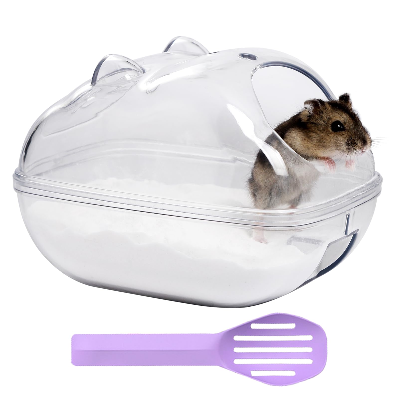 IBWell Transparent Hamster Bath Container, Cute Hamster Shape Sand Box, Keeps Sand Contained