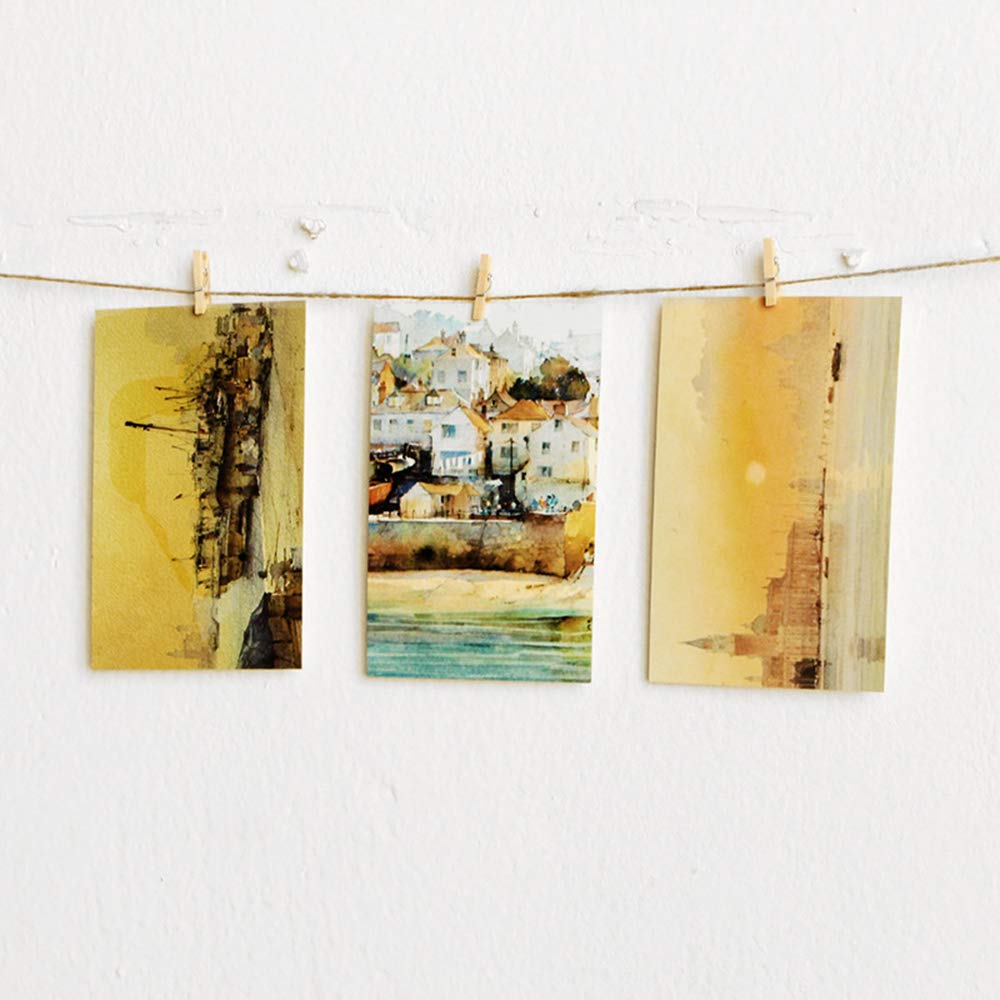 STOBAZA 40 Mini-Wäscheklammern Aus Holz Mit Schnur – Bunte Clips Für Fotos, Basteln & Deko (ca. 4 Cm)