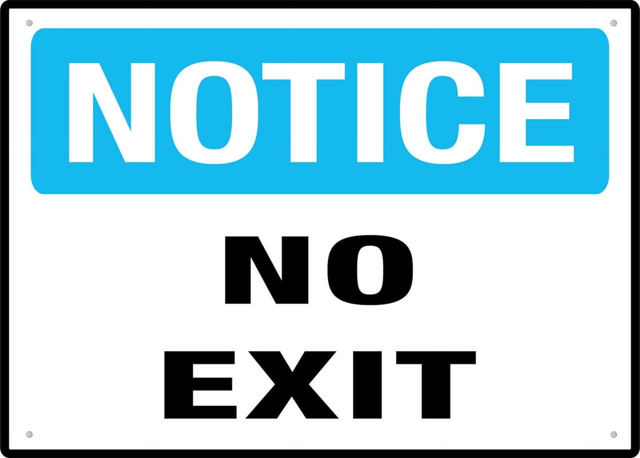 No Exit Notice Sign - Rustproof Aluminum 12"x8", Multicolor Indoor Business Use