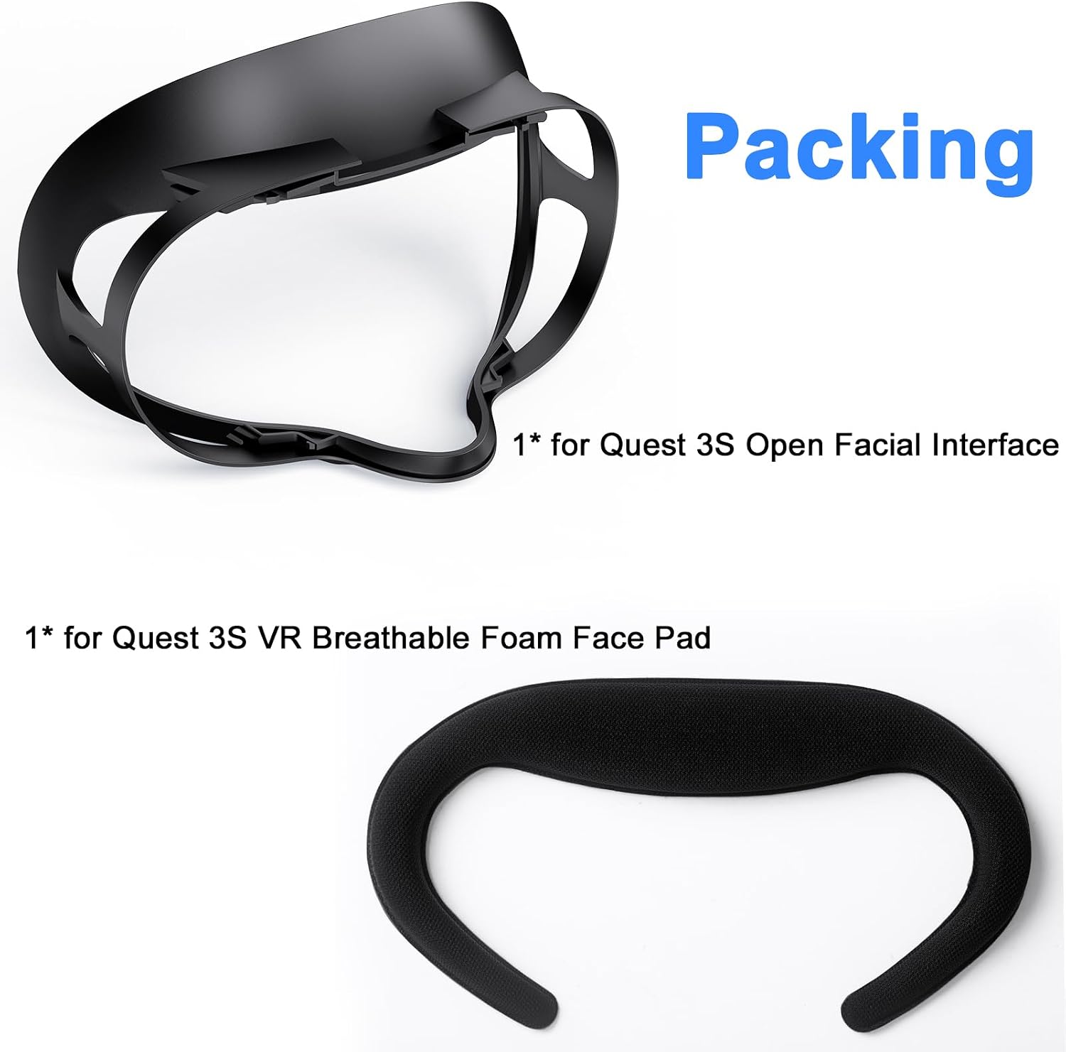 VR Open Facial Interface for Meta Quest 3S,Breathable Face Cover Pad,Open VR Face Cover Replacement,Anti-Fog Design to Prevent Sweat, Enhanced Comfort for Long Gaming Sessions(Not for Quest 3)