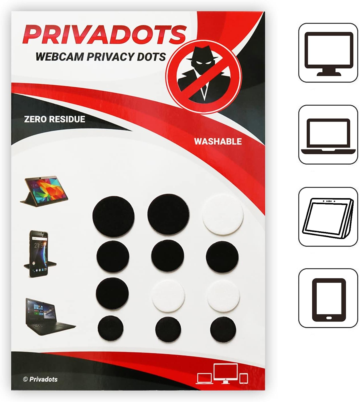 Webcam Sticker Reusable, 0.02in Thin, Soft Surface, Camera Lens Covers for Laptop, Phone, Tablet, Protect Your Privacy (9Black-3White)