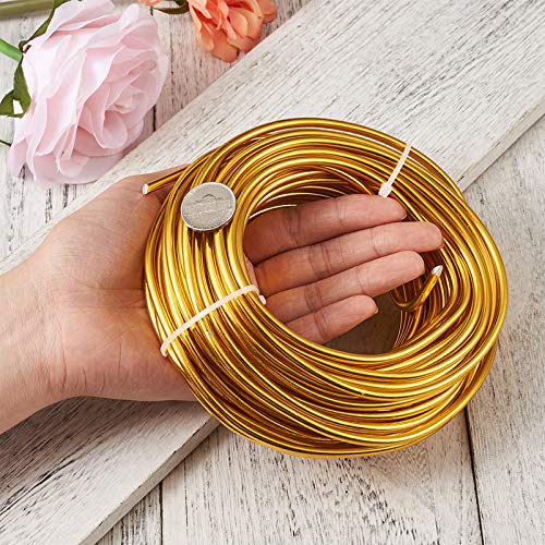 Craftdady 52 Feet Gold Aluminum Wire 6 Gauge Bendable Metal Craft Wire 4mm Flexible Sculpting Wire for Doll Skeleton Gem Wrapping Jewelry Making