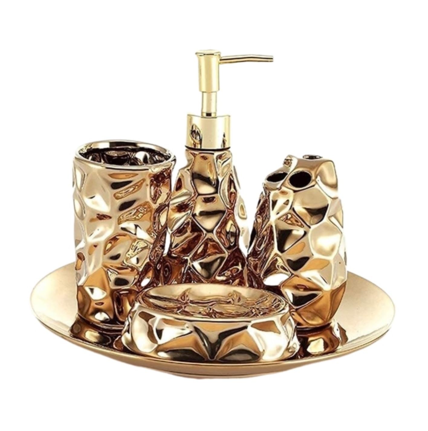 Set dispensador jabón cerámica de 5 piezas para eliminar el desorden del baño con elegancia