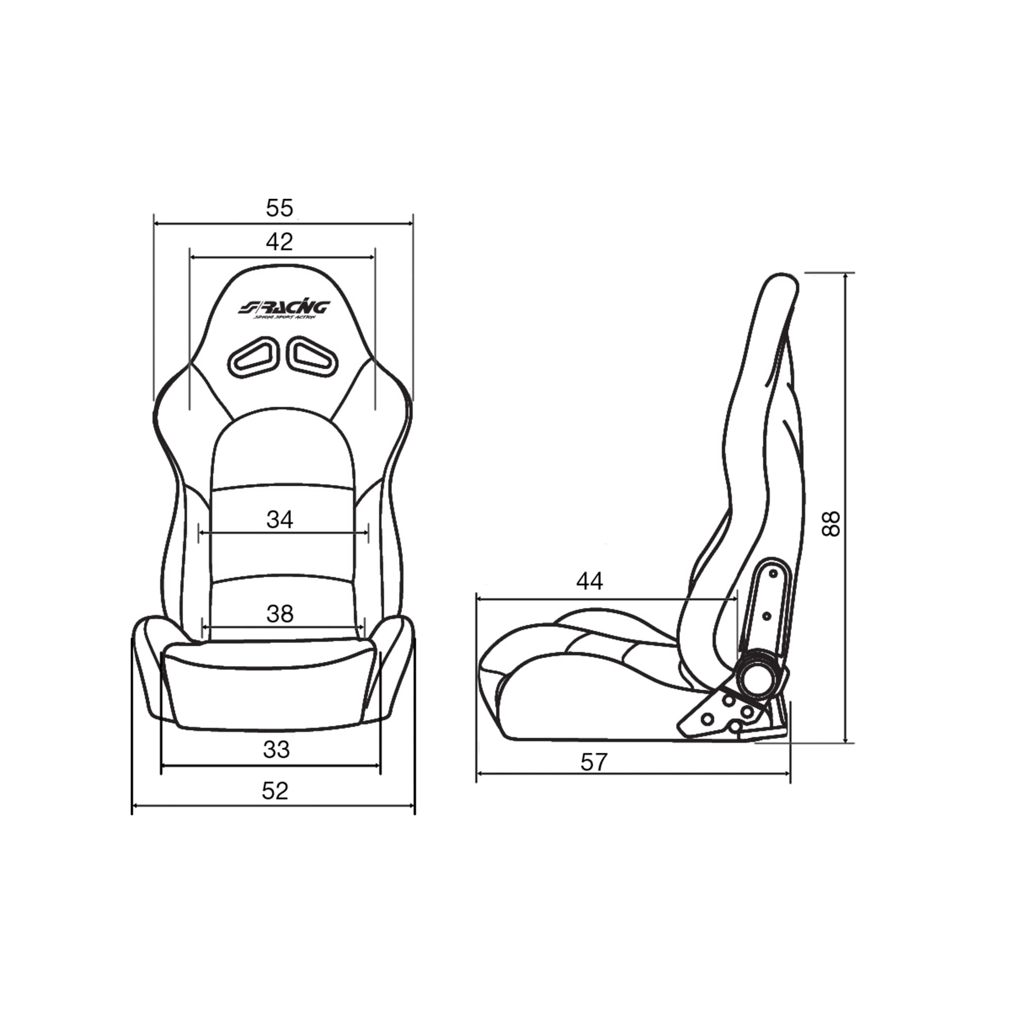 Simoni Racing SRS/10 Sedile Sportivo Max Reclinabile, in tessuto Nero