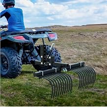 ATV/UTV Landscape Rake Implement W/1-Point Lift System Tractor Removal Rock Lawn