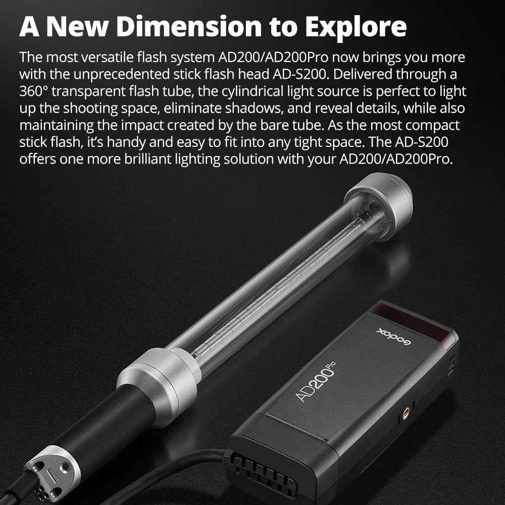 Amazon.com : Godox Stick Flash Head AD-S200 200Ws Flash CCT 5800K