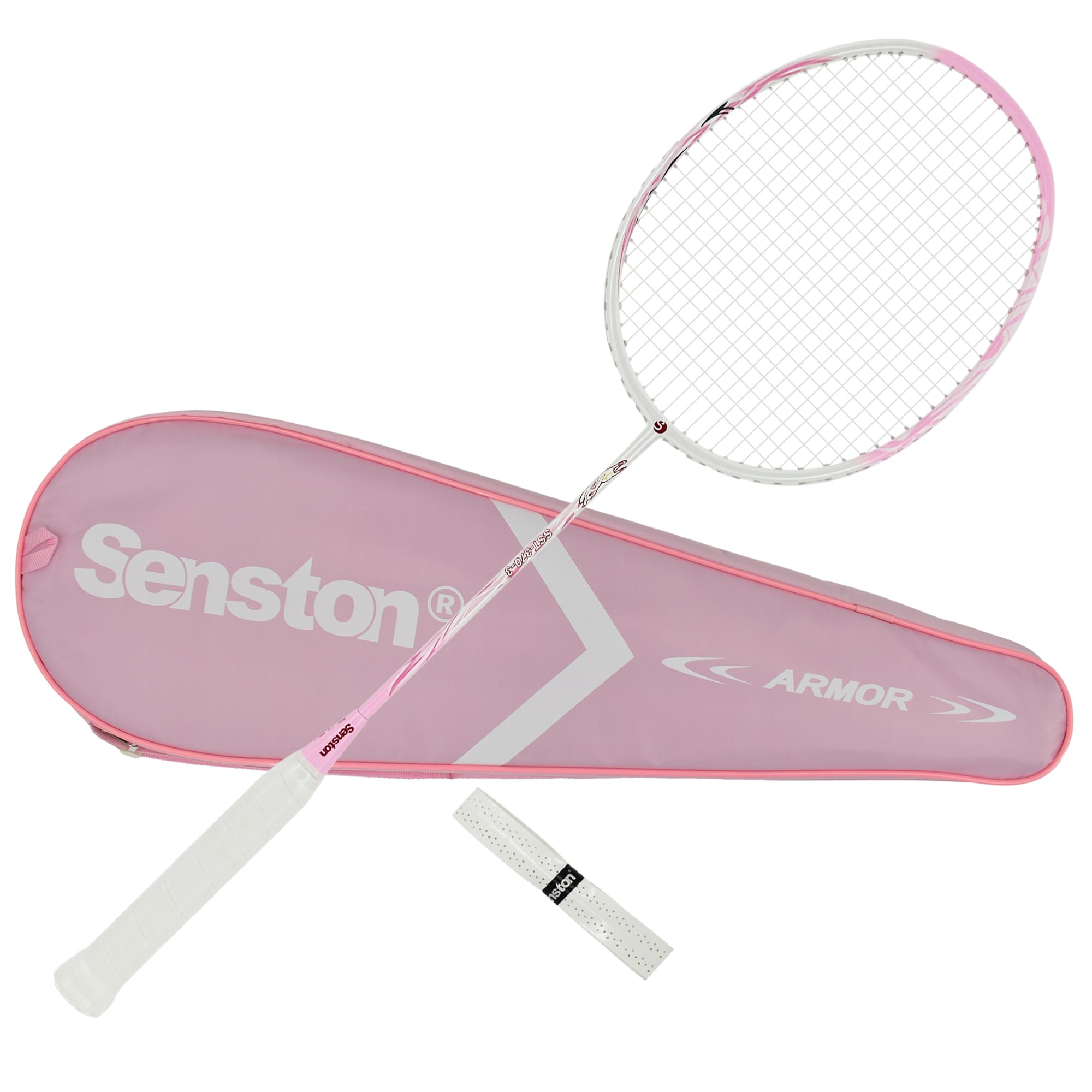 Senston Raqueta de bádminton Ligera 100% Carbono Completo con Agarre y Bolsa de bádminton