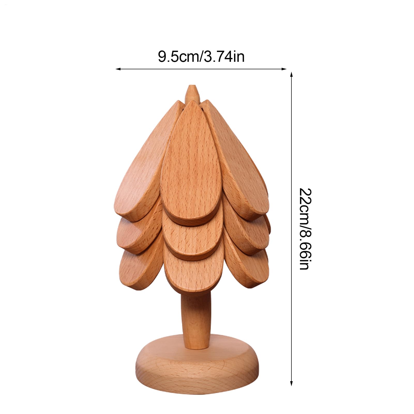 Dessous de Verre en Bois pour Arbre, Ensemble de Dessous de Plat en Bois | Ensemble de sous-verres en bois de hêtre, support d'arbre décoratif avec 3 sous-verres et 1 support pour
